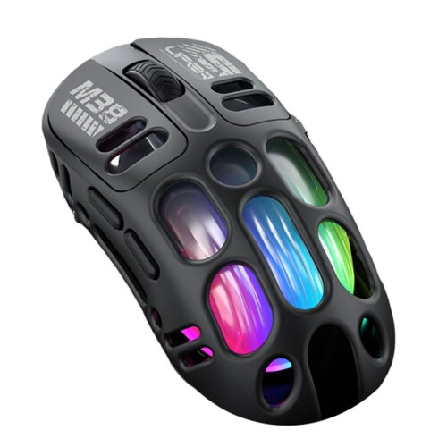 Hollow Wireless  Gaming Mouse Dual Mode Back Light 1600Dpi Adjustable Rgb Light Type C Rechargeable Mice Black