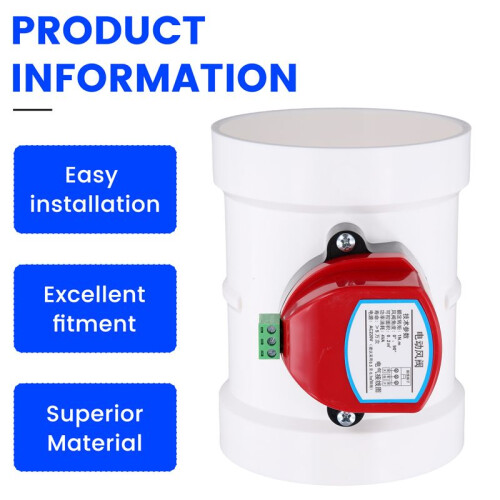 Plastic Motorized Damper PVC Check Valve Air Duct Volume Controller for Ventilation Pipe 220VAC 110mm 1