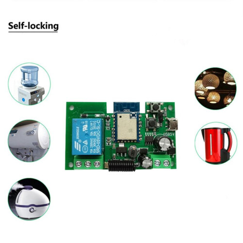 Tuya WIFI   Controller Gate Garage Door Opener 1CH 7-32V TimerInching Self-Locking Relay Module 1