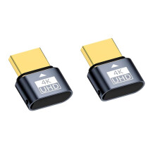 2 Pièces Prise Factice Compatible  4K HDR Moniteur Virtuel EDID Émulateur Fantôme Sans Tête Prise en Charge 4K 60Hz 1080 120Hz B