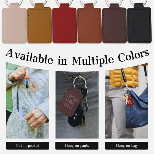 30 Pcs Leather Key Fob Kit,Rectangular PU Leather Keychain Blanks with Keychain Rings,Engraving Keychain,DIY Crafts