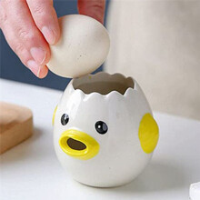Cute Egg Separator, Ceramics Vomiting Chicken Egg Yolk White Separator, Practical Household Small Egg Filter Splitter