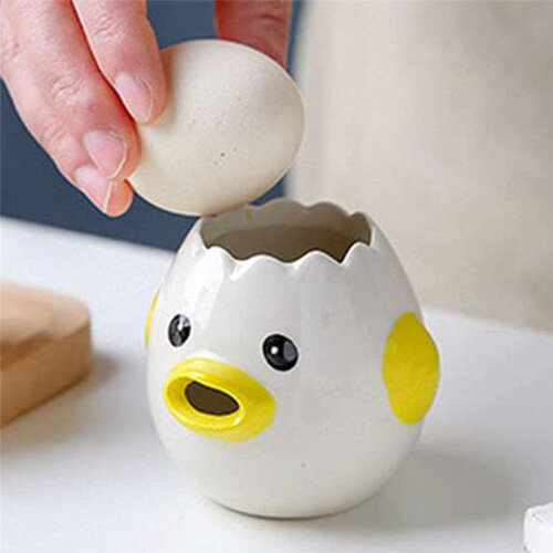 Cute Egg Separator, Ceramics Vomiting Chicken Egg Yolk White Separator, Practical Household Small Egg Filter Splitter