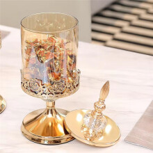 Frasco de Armazenamento de Vidro de Cristal Europeu com Tampa Frasco de Doces Rosa Banhado A Ouro Ornamentos Decorativos de Armazenamento Art