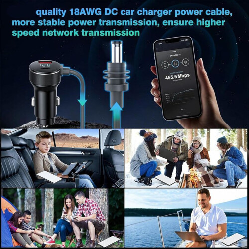 3-in-1 for Starlink   Power Cable 65W Fast Charger Type-C USB Socket Cigarette Lighter with LED Voltmeter Display 1