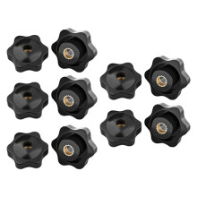 10Pack Plum-Blossom Hand Tightening Rubber- Nuts Black Thumb Nuts Star Mechanical Thumb Nuts M10