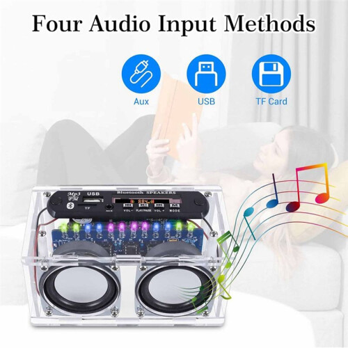 DIY  Speaker Kit,Recording Function FM Radio Soldering Practice Kit with LED Spectrum and Remote Control 2