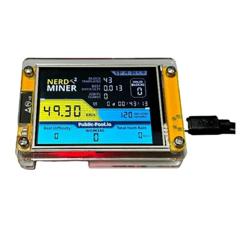 Novo Nerdminer V3 2,8 Polegadas BTC Solo Lottery Nerd Miner Crypto Bitcoin Miner Solo Mining Machine