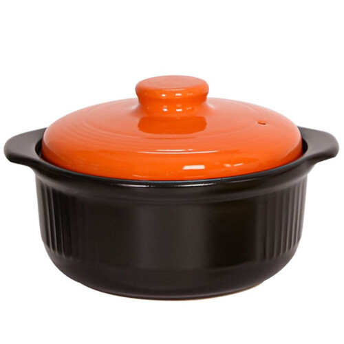 2Pièces Cocottes Céramiques Orange À Usage Couvercle 2