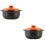 2Pièces Cocottes Céramiques Orange À Usage Couvercle 8