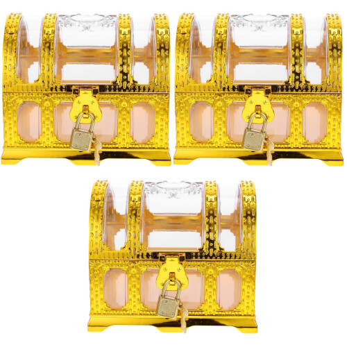 3Pièces Coffres Dorés Boîte Rangement Jouet Décor 2