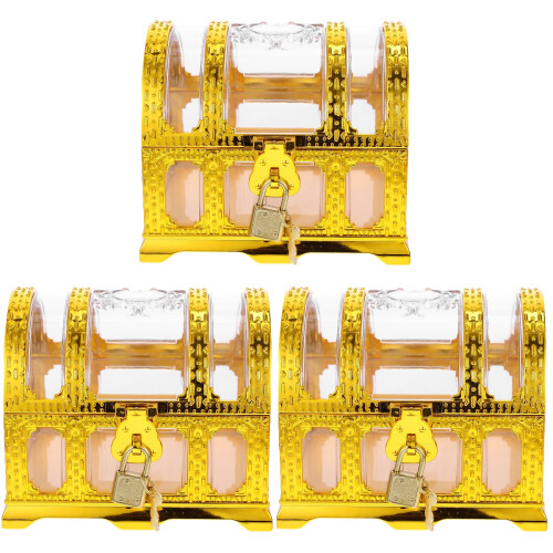 3Pièces Coffres Dorés Boîte Rangement Jouet Décor 1