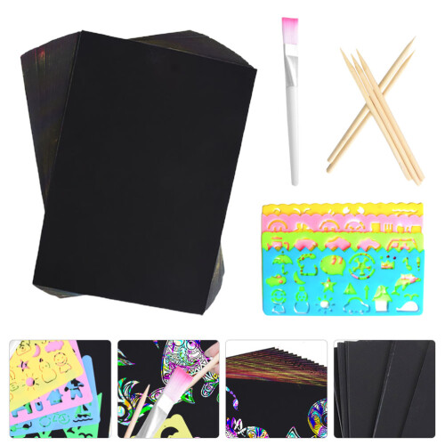 2Ensembles Ensemble D'art À Gratter Noires Pour Enfants Loisirs 1