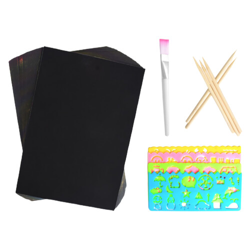 2Ensembles Ensemble D'art À Gratter Noires Pour Enfants Loisirs