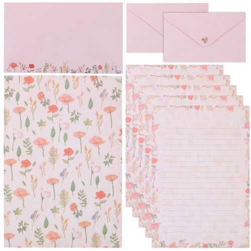 15Sets Thick Pink Writing Paper and Envelope Set for Letters 2