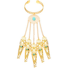 8Pcs Durable Metal Golden Nail Chain Bracelets Finger Costume