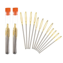 6Sets Silver Stainless Steel Knitting Needles Large Hole Blunt Weaving