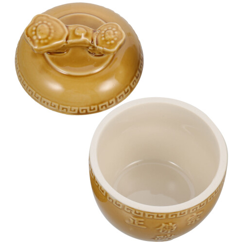 4Pcs Ceramic Soup Stew Pots Light Yellow Kitchen Bowls with Lid 1