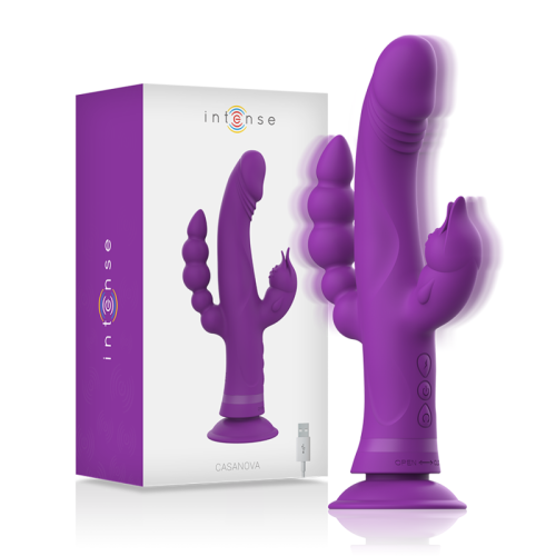 INTENSE - CASANOVA RABBIT SILICONE VIBRATOR TRIPLE MOTOR PURPLE 2