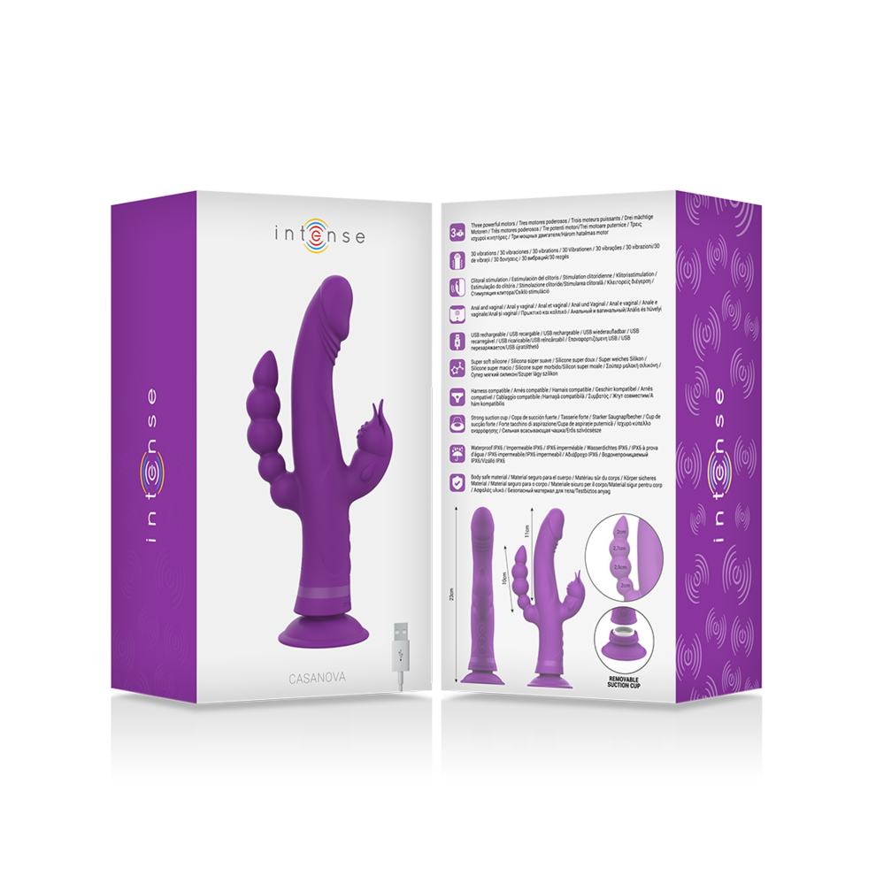 Intense Fun Purple Intense - Casanova Rabbit Silicone Vibrator Triple Motor