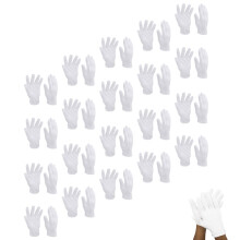 32Pairs Washable Elastic Cotton Gloves White Jewelry Protection Mitts