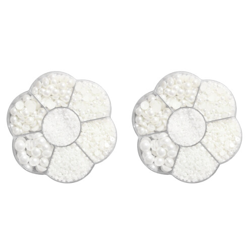 11200Pcs DIY Pearl Beads Kit White Half Round Plastic Scatter Beads 1