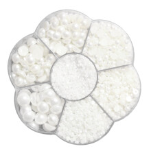 11200Pcs DIY Pearl Beads Kit White Half Round Plastic Scatter Beads