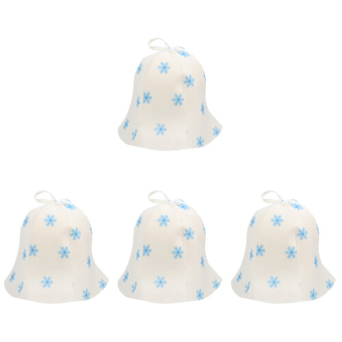 4Pcs White Felt Sauna Hat Comfortable Breathable Bath Cap for Baby Use 2