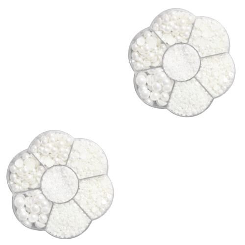 11200Pcs DIY Pearl Beads Kit White Half Round Plastic Scatter Beads 2