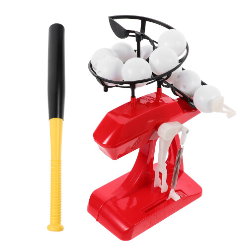 2Sets Baseball Speelgoed Met Automatische Launcher Rood