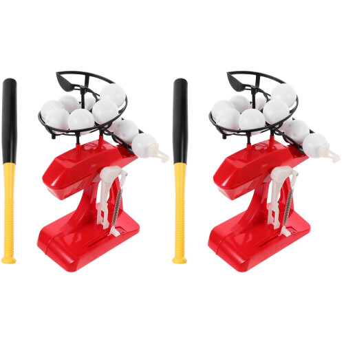 2Sets Baseball Speelgoed Met Automatische Launcher Rood 2