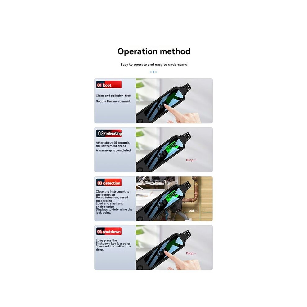 Gas Leak Detector Portable Nature Gas Detectors Methane Hexane Propane Sniffer For Home/Outdoor Without Battery White 4852367077203