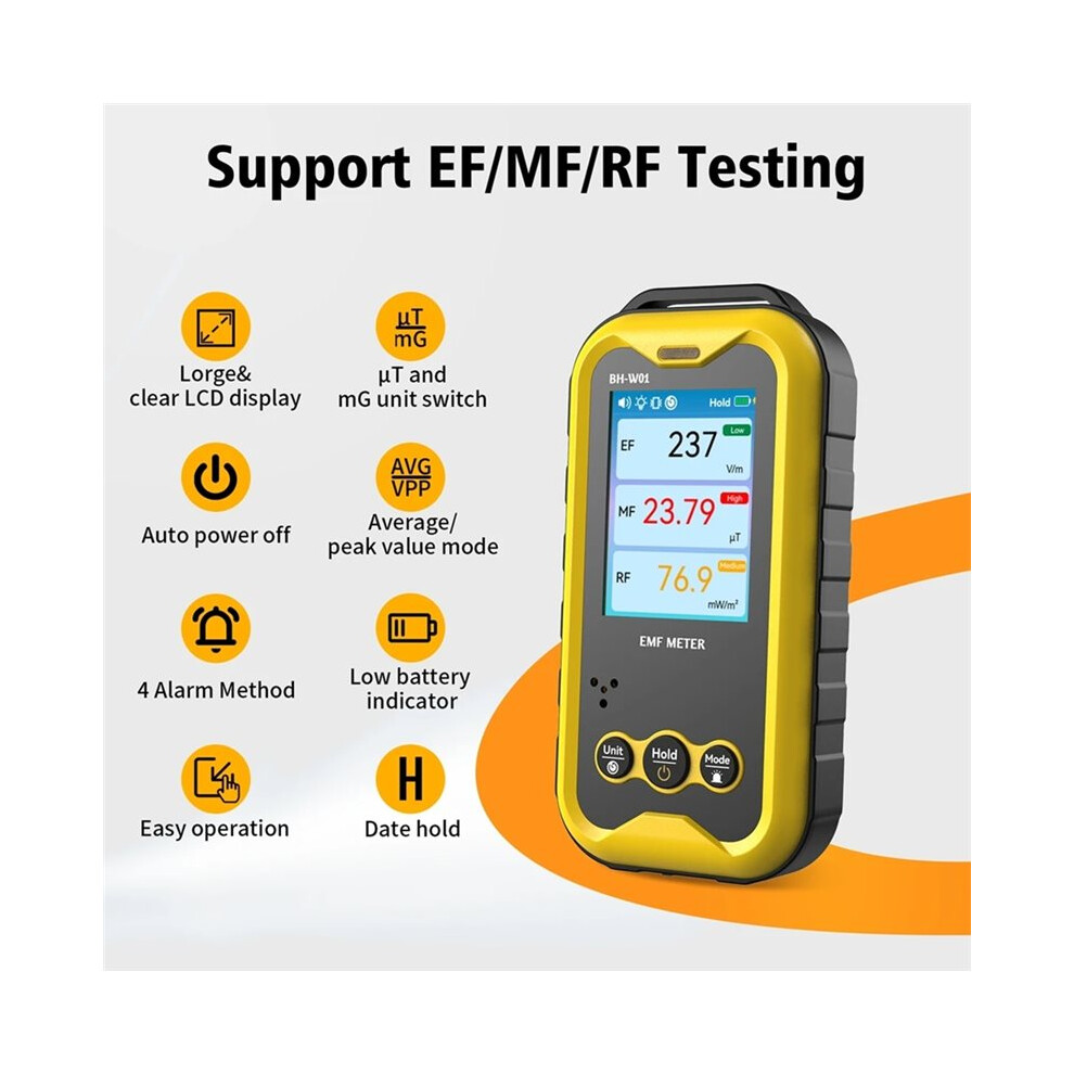 Bosean 3In1 Emf Meter Electric Field Magnetic Field Radiation Detector Real Time Curve Chart Electromagnetic Radiation Alarm 4852367051937
