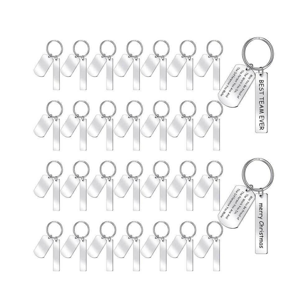 30 Pcs Engravable Metal Keychain Blank Rectangle Metal Stamping Blanks For Engraving Stainless Steel Blank Key Ring Tags 4852693592258