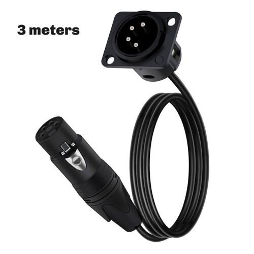4Pin Type XLR Panel Mount Chassis to Female Connector XLR Feedthrough Bulkhead MIC Socket Audio Extension Cable 3 Meters 1