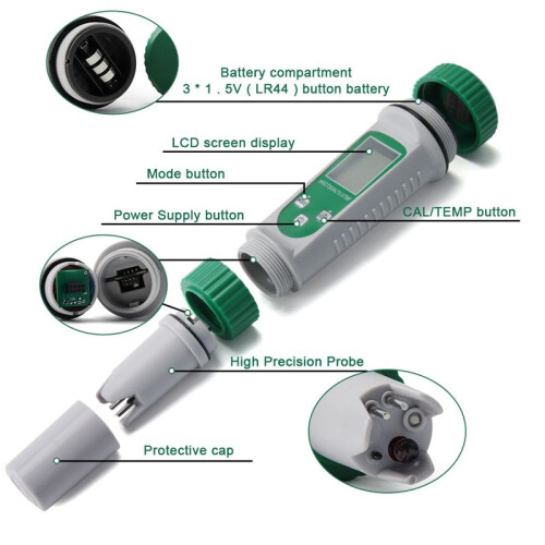 Versatile Digital PH Meter 6-in-1 for Water Quality Testing Measures PH, EC, TDS, SALT, S.G, and TEMP 1