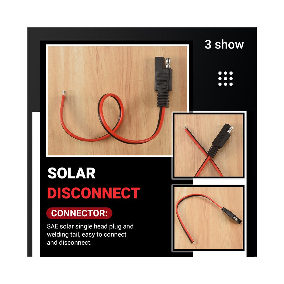 2 Pcs 18Awg Sae Extension Cable 2-Pin Sae Quick Connector Disconnect Plug 10A Solar Battery Panel Sae Plug Wire 1Ft/30Cm 4852367042232