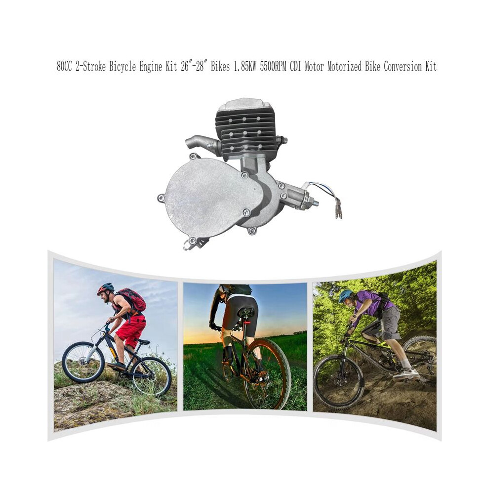 80Cc 2-Stroke Bicycle Engine Kit 26Inch-28Inch Bikes 1.85Kw 5500Rpm Cdi Motor Motorized Bike Conversion Kit Silver 4851514103697