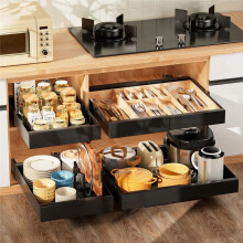 Pull Out Cabinet Organizer, Expandable Adjustable Width (11.81 Inch-18.1 Inch W), Slide Out Drawers for Kitchen Bathroom