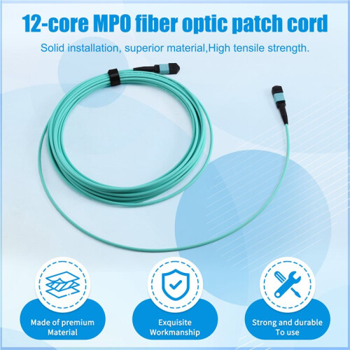 12 Core MPO Patchcord 10M Patchcord Optic Cable Multi-Mode OM3 Mpo for 100G/40G Module Mpo Patchcord 1