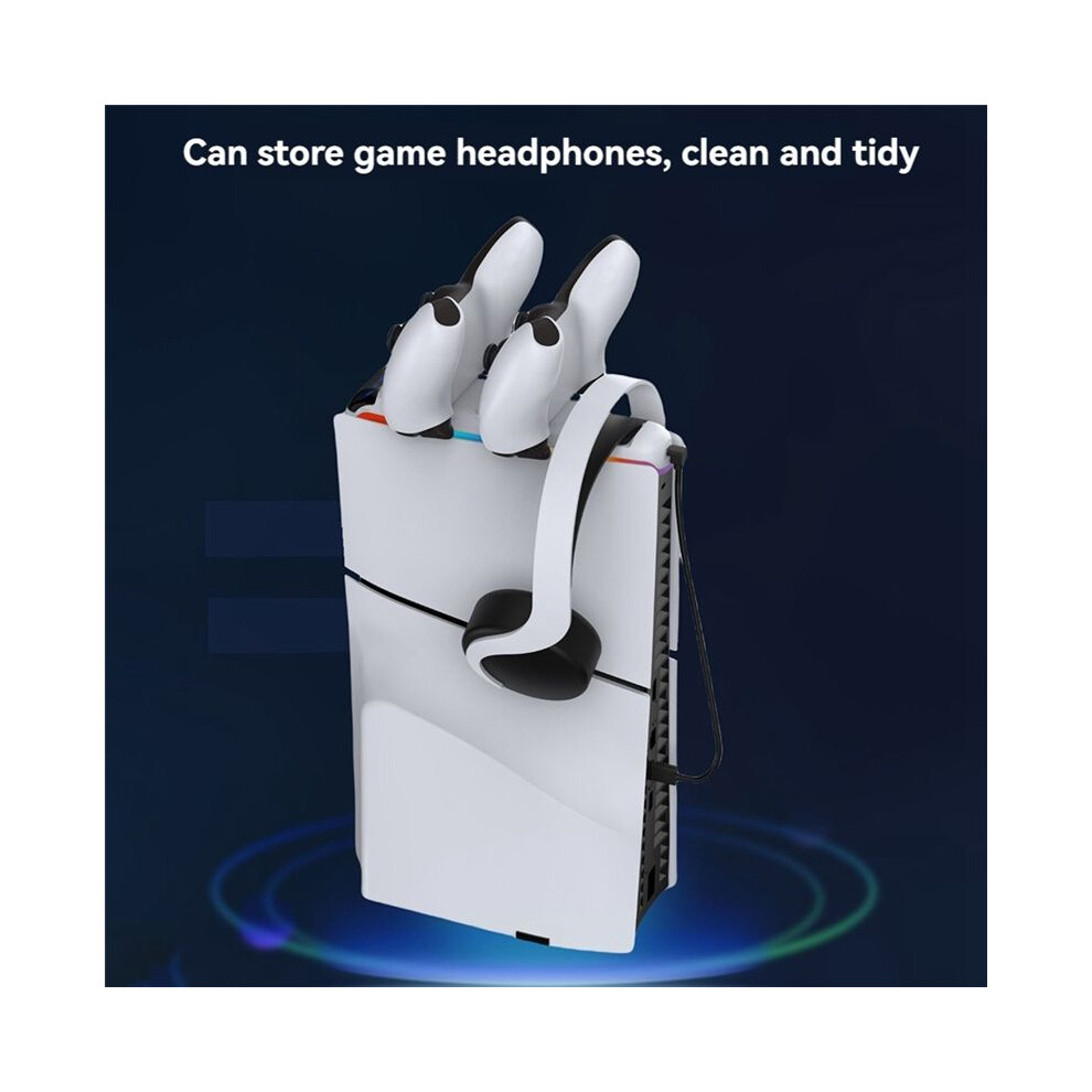 Console Controller Docking Charger For Ps5 Slim Rgb Top Grip Dual Docking Charger Gamepad Charging Docking Charger White 4852367091889