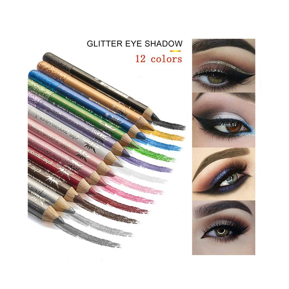 Spactz Glazzi Waterproof Pearlescent Eyeshadow Pencil Stick 12 Colors Lasting Glitter Shimmer Eye Shadow Pen Eyeliner Eyes Makeup Tools