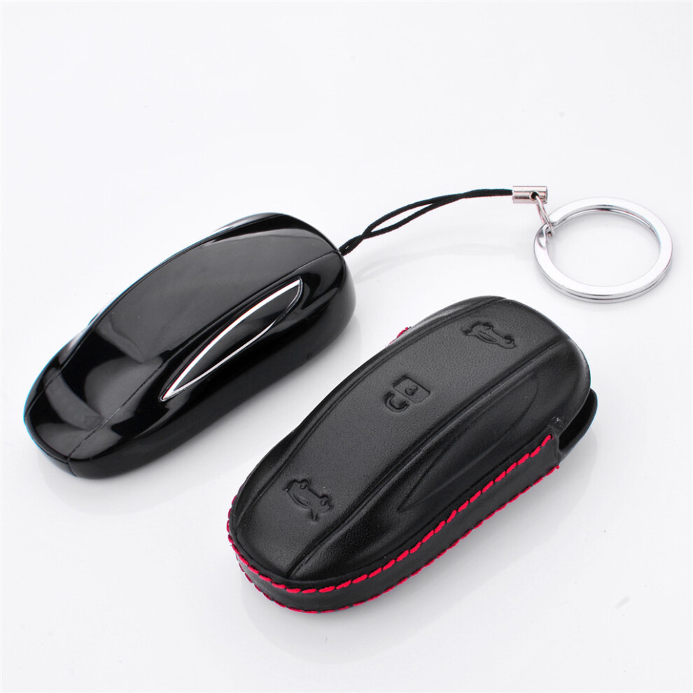 Leather Car Smart Remote Key Fob Case Holder Cover Key Protectior For Tesla Model X /S 4852537374279