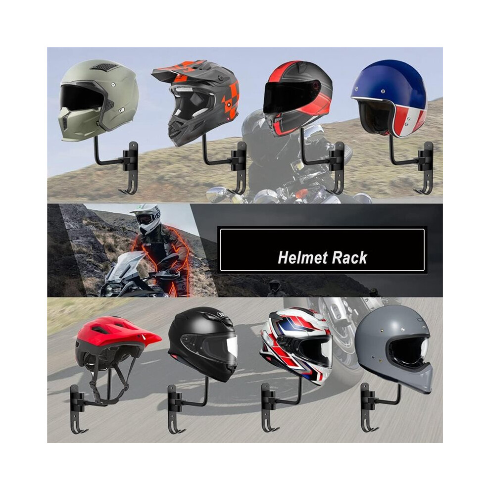 Photos - Other for Motorcycles 2pcs Motorcycle Helmet Rack, Rotation Metal Helmet Holder Wall Mounted Helmet Rack Motorcycle with Hooks Helmet Hanger