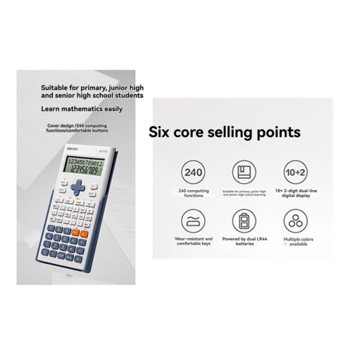 Deli Multifunctional Scientific Calculator 240 Functions 12-Digit Display Standard Features for Students and Professionals 1