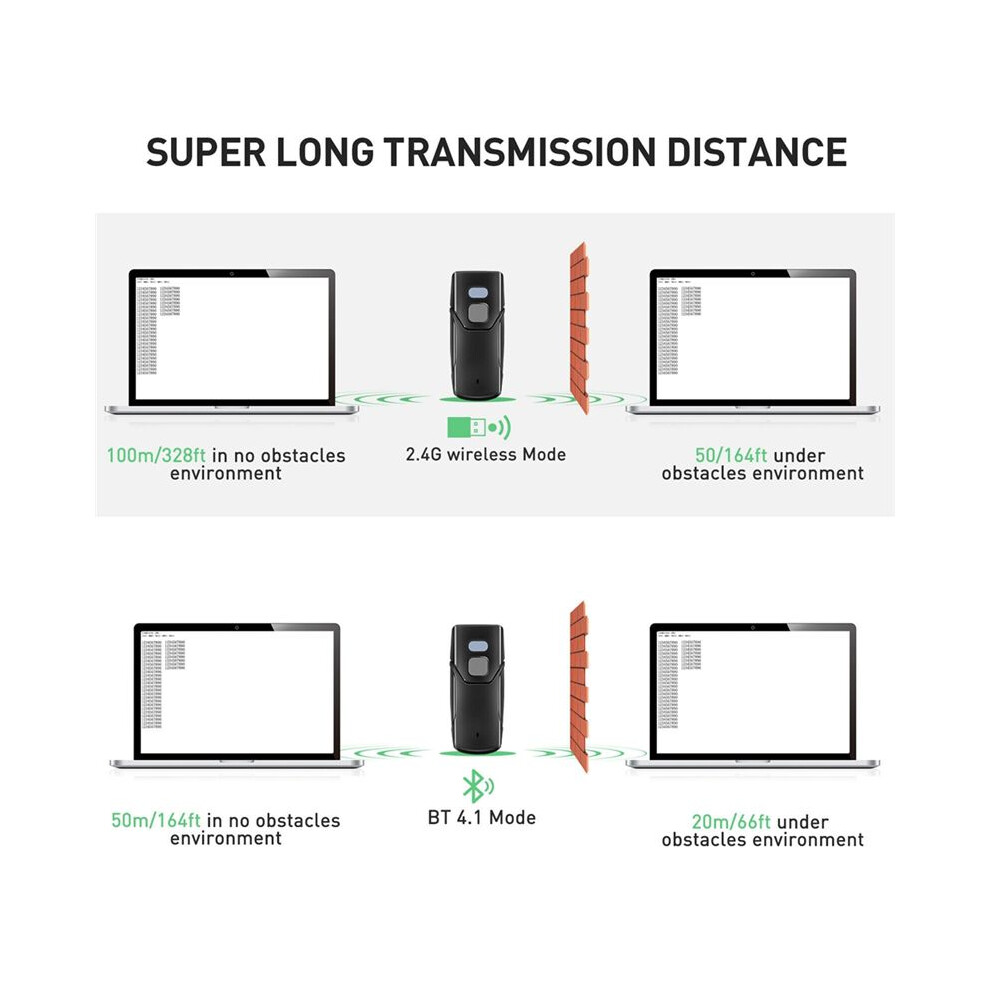 Wireless 2D Barcode Scanner Bluetooth Mini Scanner Support Windows Android Pos 4852693572373