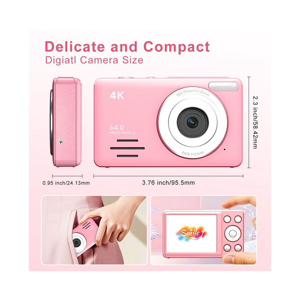 4K Digital Camera 2.88 Inch Hd Display 18X Video Recorder Camera Led Fill 800Mah Battery Vlogging Camera Light/White 4852537397797
