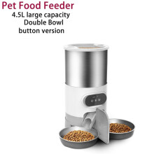 4.5L Automatic Cats Dispenser Smart Cat Dog Food Feeder Single/Dual Stainless Steel Bowls Pets Feeding for Dry Foods