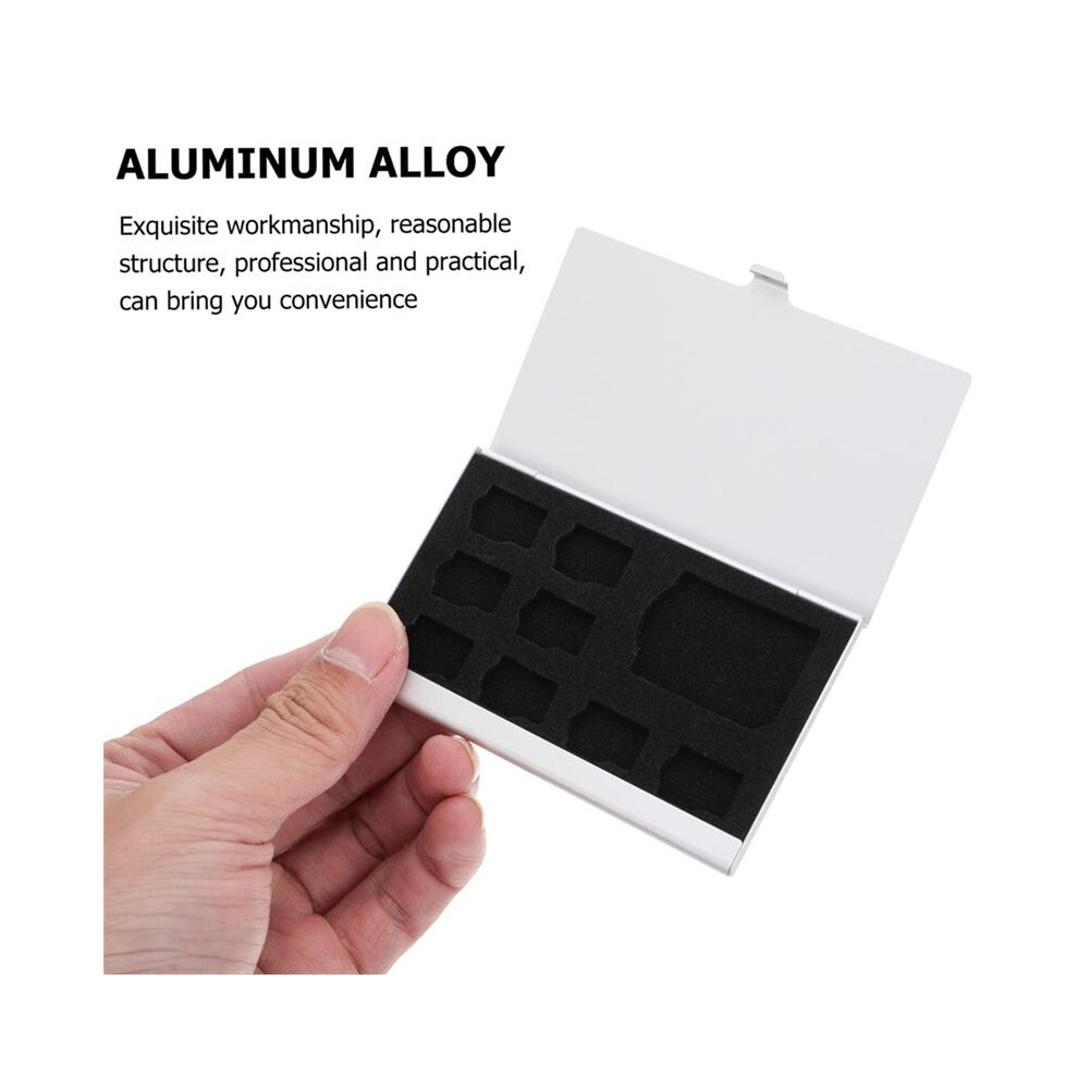 2Pcs 9-Slot Memory Card Storage Box Mini Memory Card Holder Case Aluminum Alloy Shell For 8 Tf Cards And 1 Sd Cards 4852693567669