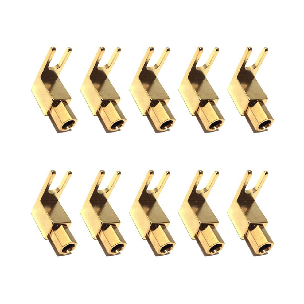 Right Angle Spade Fork & Binding Post - 4Mm Banana Plug Socket - Spade Fork Connector For Speaker & Power & Amp(10 Pack) 4852693559732